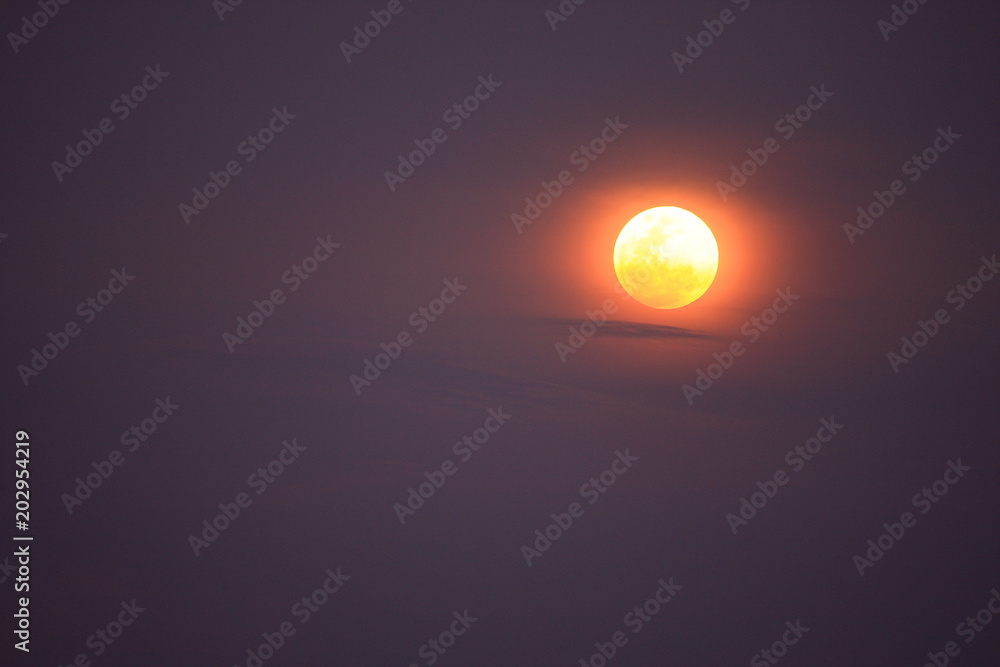 The big moon shines beautifully at night. The big moon shines beautifully at night.