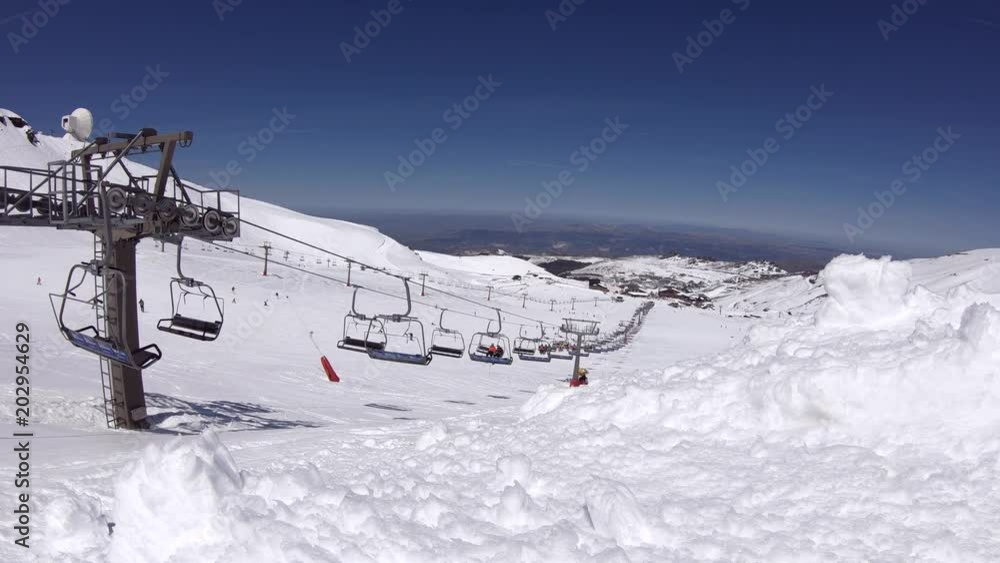 4K. Chairlift or cable car in the ski resort of Sierra Nevada, Spain. There are lots of snow nearby-Adrian. 4K. Chairlift or cable car in the ski resort of Sierra Nevada, Spain. There are lots of snow nearby-Adrian.
