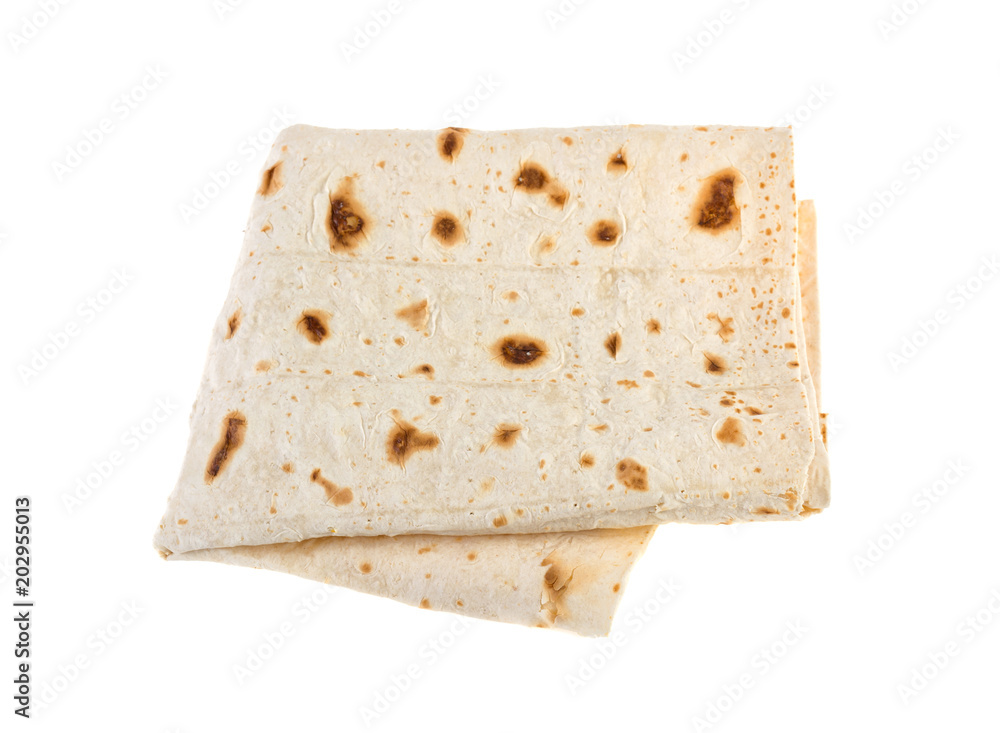 pita bread on a white background