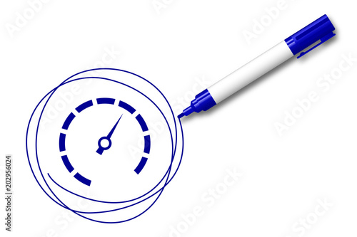 blauer Filzstift kreist ein - Tachometer