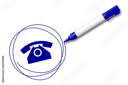 blauer Filzstift kreist ein - Telefon