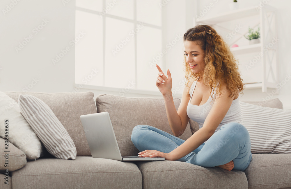 Young beautiful woman having fun with video call Young beautiful woman having fun with video call