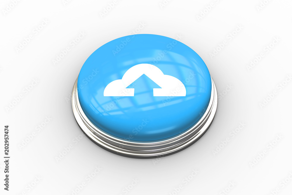 Composite image of cloud computing graphic on shiny blue push button Composite image of cloud computing graphic on shiny blue push button