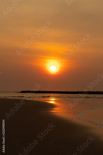 Light the morning sun at Wong Chan Beach , Cha-am , Phetchaburi