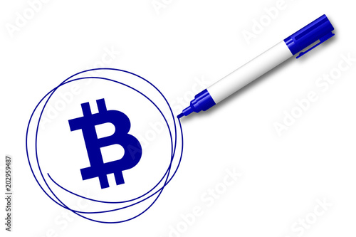 blauer Filzstift kreist ein - Bitcoin