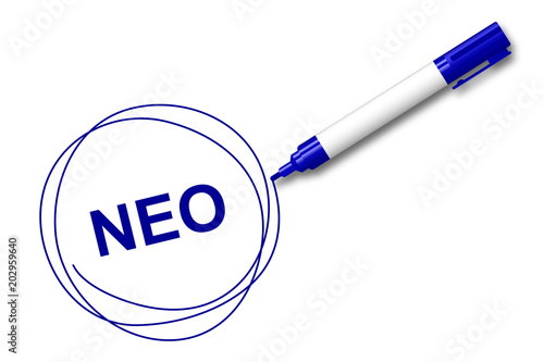 blauer Filzstift kreist ein - Schriftzug - NEO