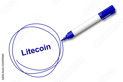blauer Filzstift kreist ein - Schriftzug - Litecoin