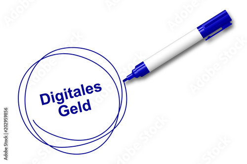 blauer Filzstift kreist ein - Digitales Geld