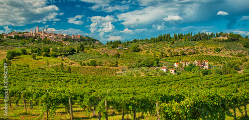 Beautiful view of the medieval town of San Gimignano, Tuscany, Italy