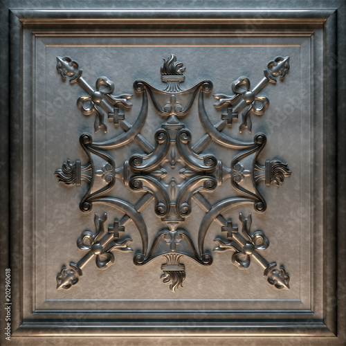 Vintage decorative pattern. 3D rendering.