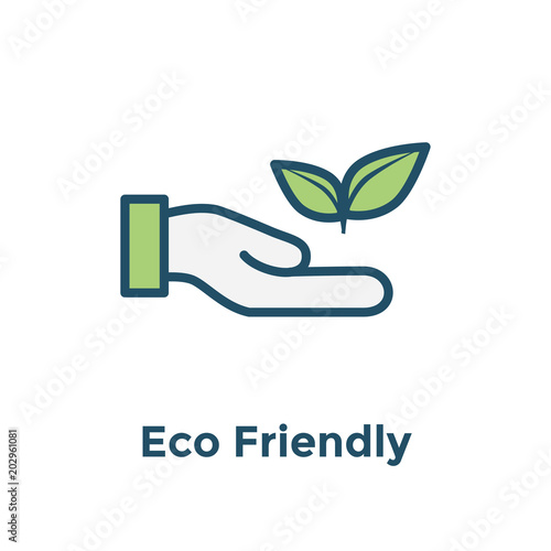 Ecofriendly hand holding plant to illustrate environmental conservation - icon