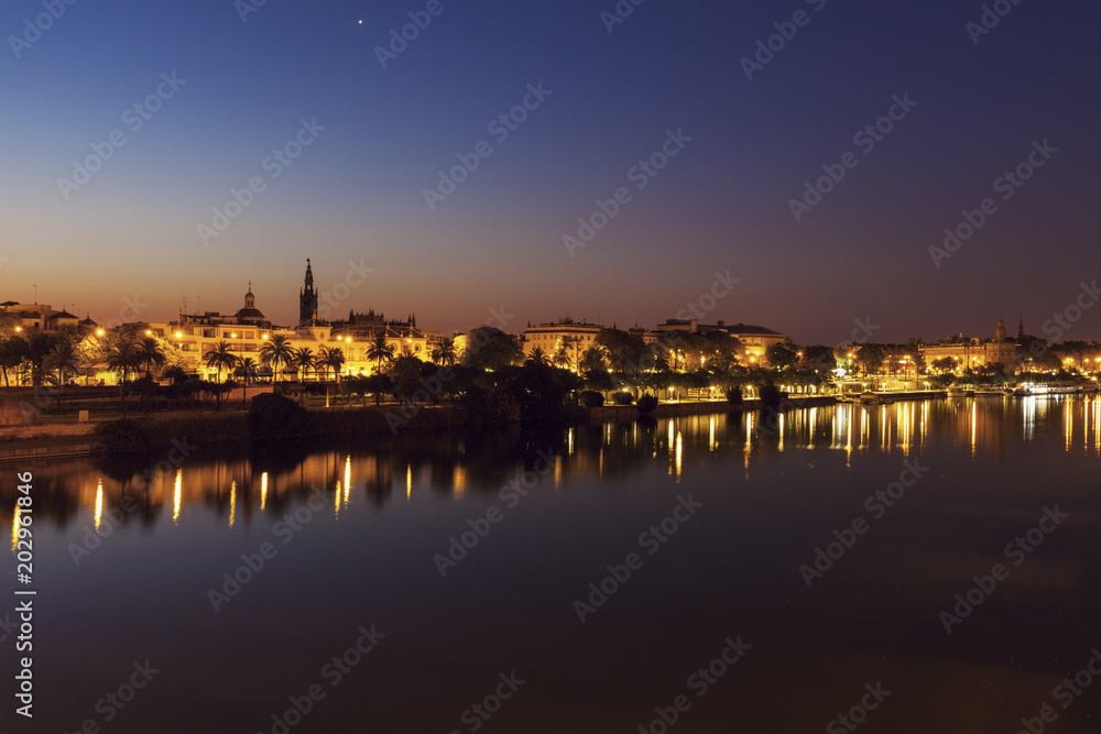 Architecture of Seville along Guadalquivir River