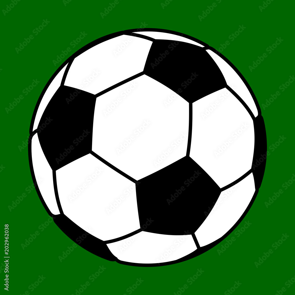 One big soccer ball on green background. One big soccer ball on green background.