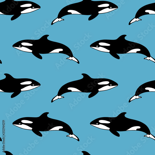 Hand drawn killer whale pattern
