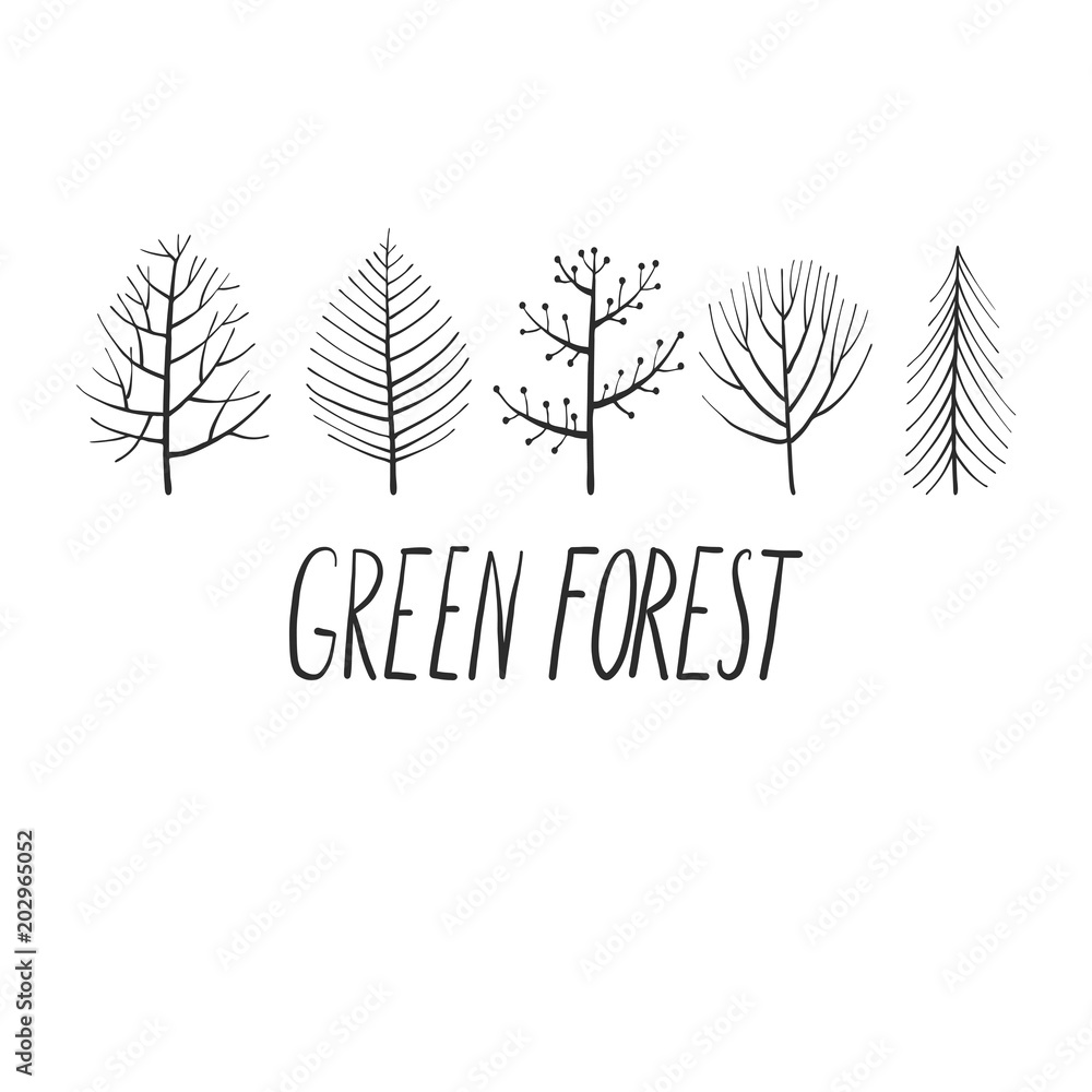 vector set of doodle trees vector set of doodle trees
