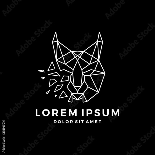geometric lynx head logo vector icon line art outline download