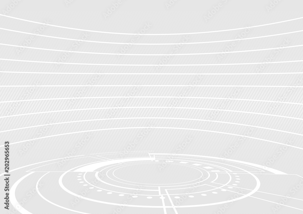 Abstract futuristic circle floor on white background - obrazy, fototapety, plakaty 
