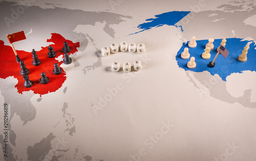 Photography USA and China trade war concept