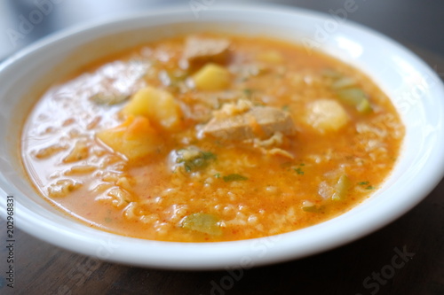close up of russian rossolnik soup