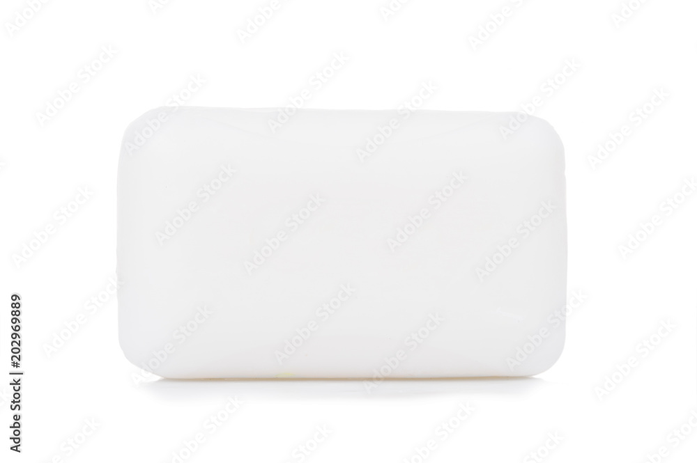 Closeup of white hygiene toilet soap isolated on white background Closeup of white hygiene toilet soap isolated on white background
