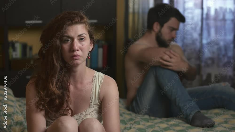 Upset couple in bed: sexual problems Upset couple in bed: sexual problems