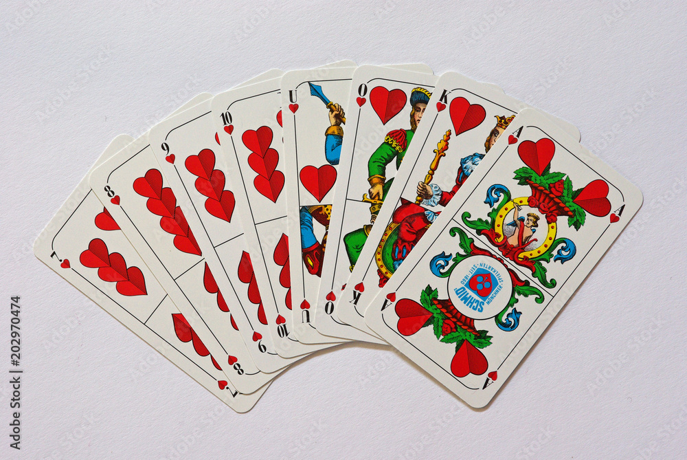 SPIELKARTEN-SCHAFKOPF - HERZ-Blatt