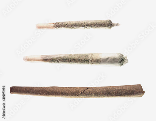 Pre-Rolled Marijuana Cigarette Set - Joint - Blunt - Isolated photo
