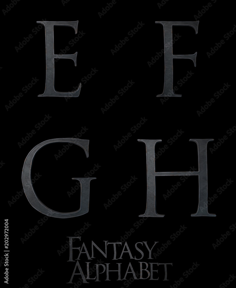 Fantasy Steel Alphabet 3D illustation Fantasy Steel Alphabet 3D illustation