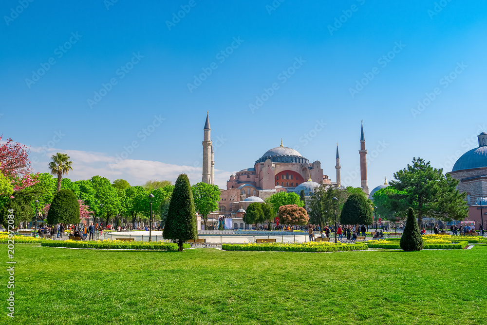 Wall Mural View of Hagia Sophia from Sultanahmet Park. Istanbul, Turkey