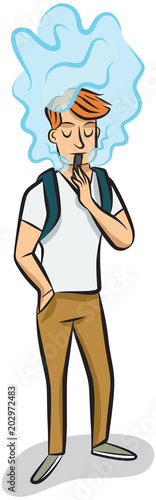 Teenage student smoking an e-cigarette