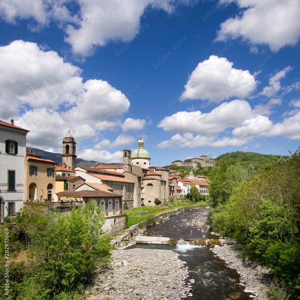 Pontremoli town, Lunigiana, Italy. On the Via Francigena, pilgrim route.