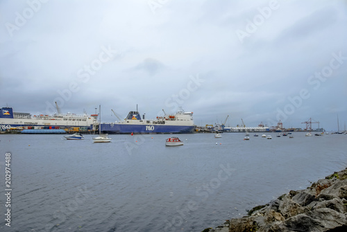 Dublin, Ireland, 28 October 2012: Ships and boats