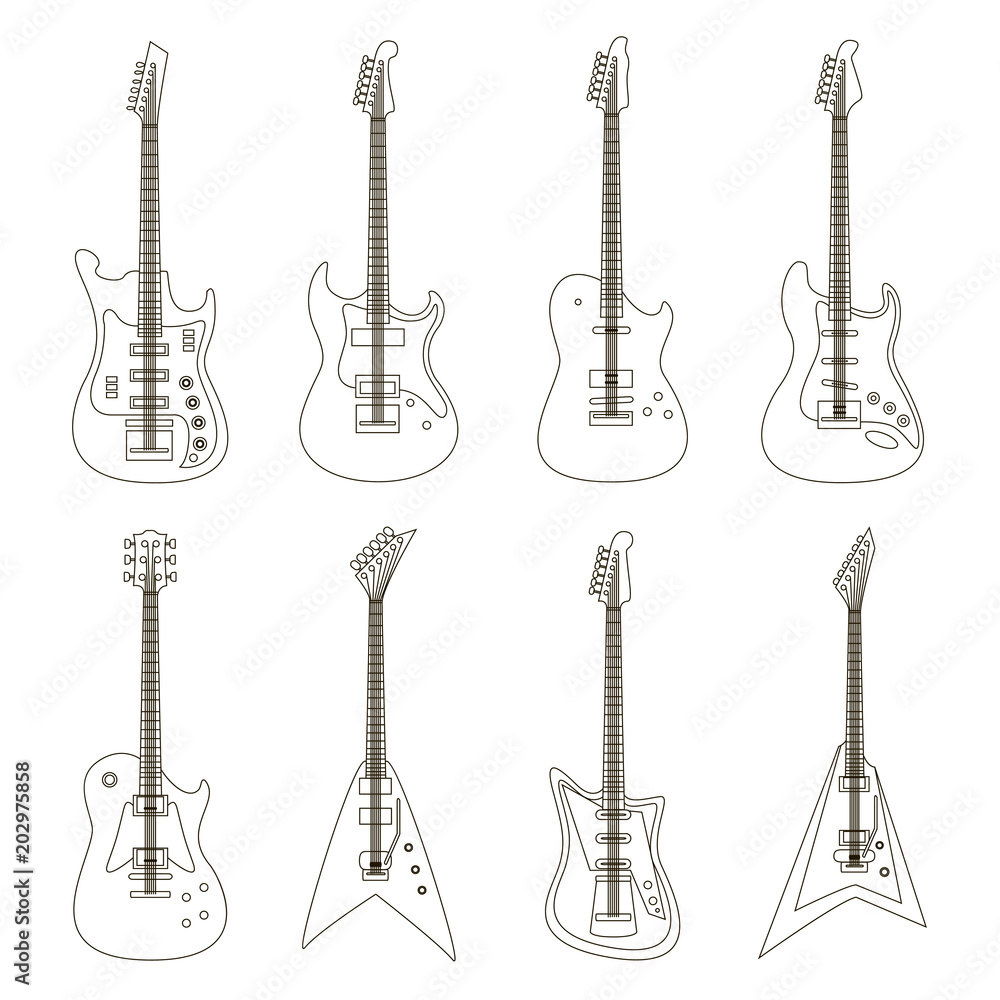 Fototapeta premium Set of bright electric guitars