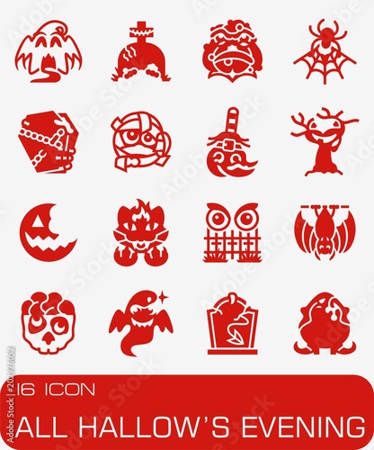 Vector All Hallows Evening icon set