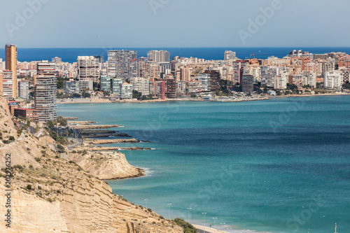Landscape view from the top of the Castle of Santa Barbara in the background the beaches of the beautiful city of Alicante, Spain © Daniel Rodriguez