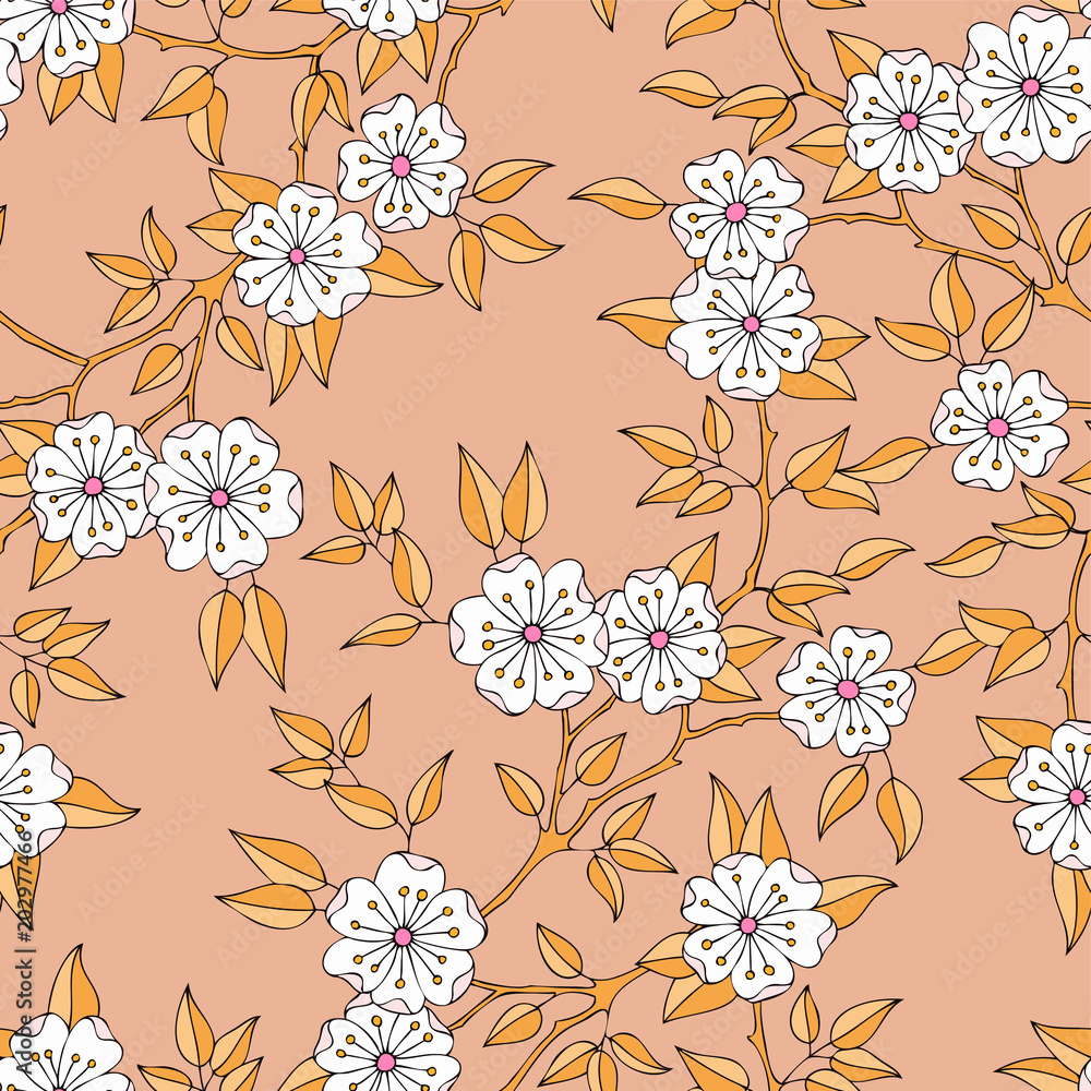 Pattern with beautiful blooming flowers Pattern with beautiful blooming flowers