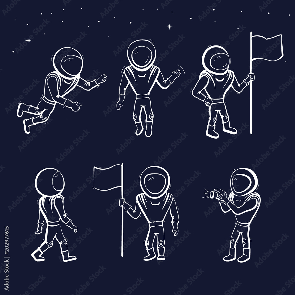Set of vector illustration of astronaut Set of vector illustration of astronaut