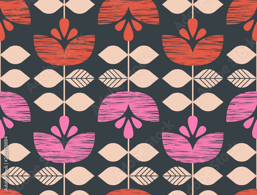 seamless retro pattern with flowers