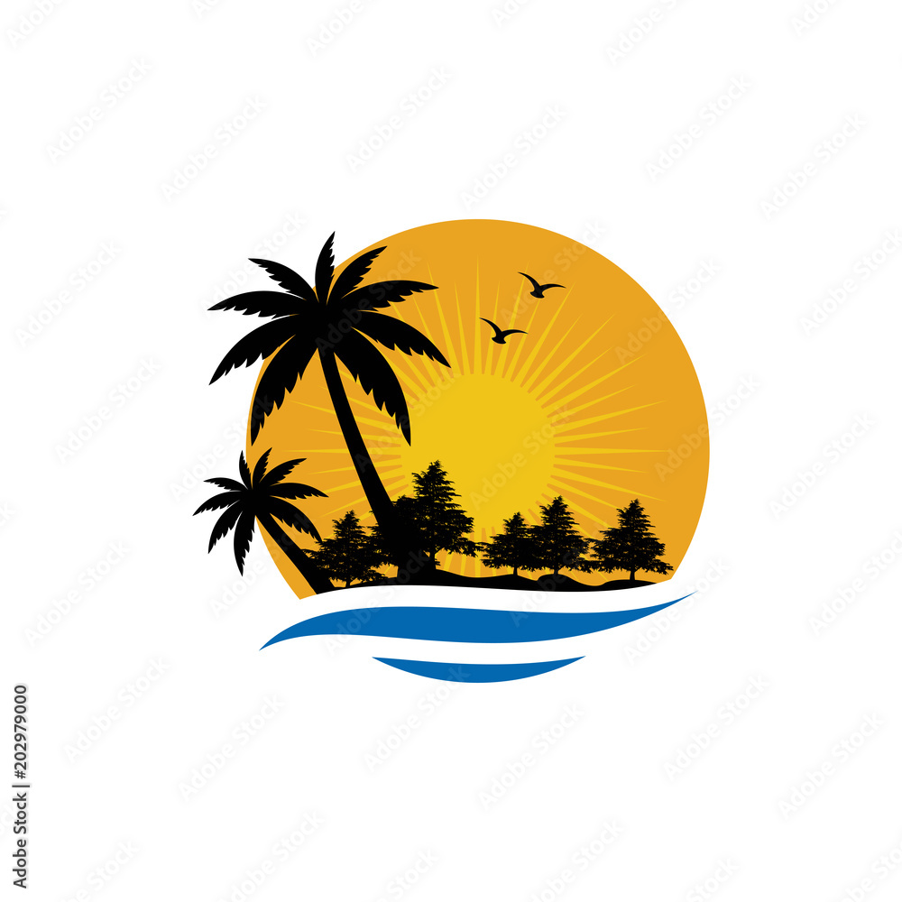 sunset logo template vector illustration