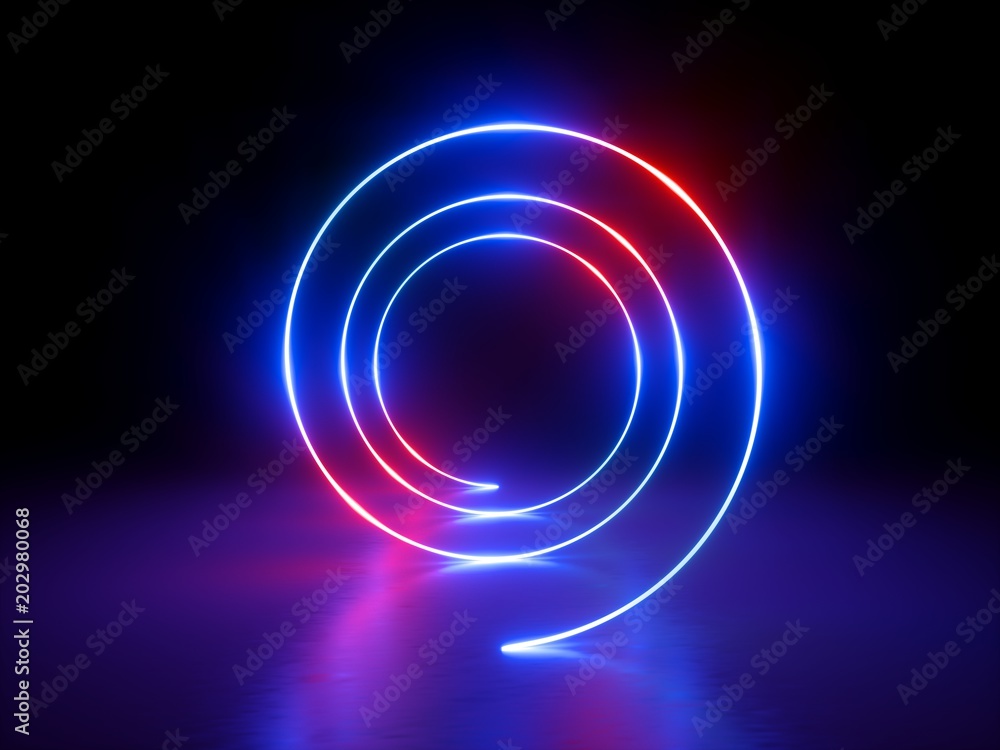 3d render, glowing rings, round lines, tunnel, neon lights, abstract background, circles, red blue spectrum, virtual reality, vibrant colors, laser show 3d render, glowing rings, round lines, tunnel, neon lights, abstract background, circles, red blue spectrum, virtual reality, vibrant colors, laser show