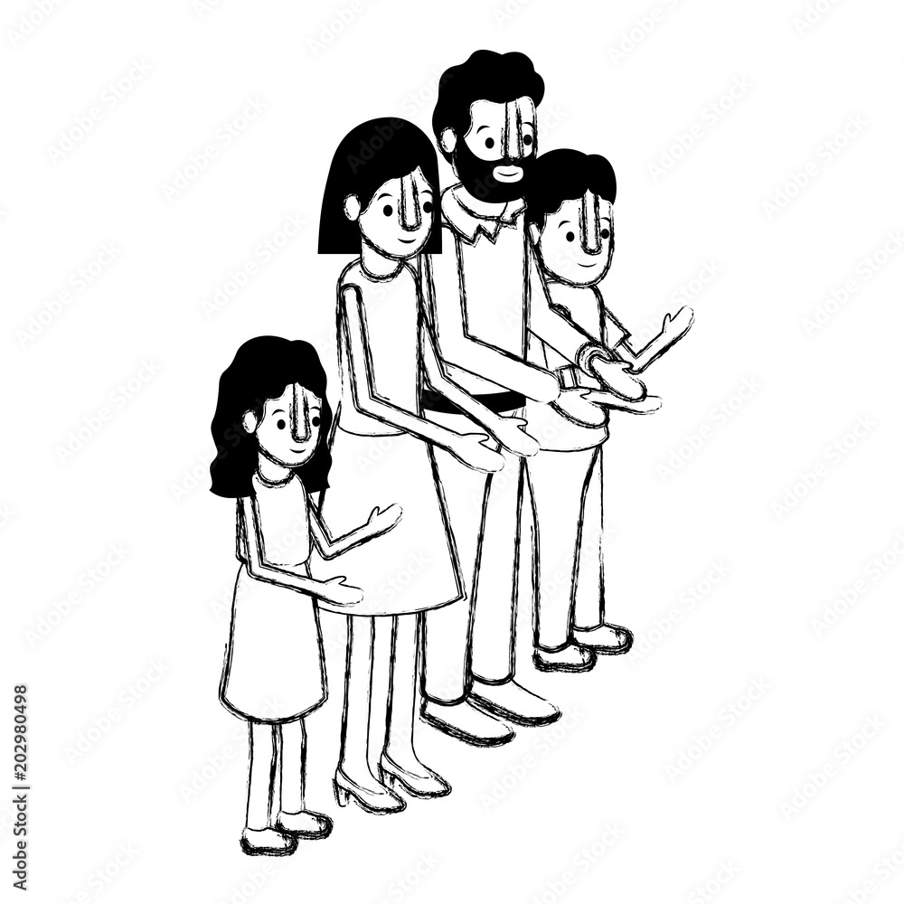 parents couple with son and daughter isometric vector illustration design parents couple with son and daughter isometric vector illustration design