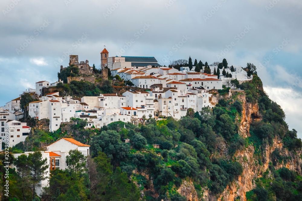 Typical andalusian white village pueblo blanco Casares, Andalusia, Spain