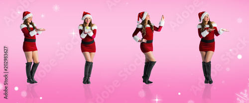 Composite image of different festive blondes against pink vignette