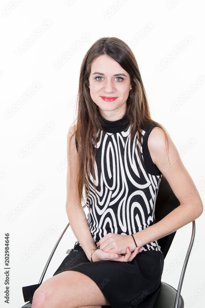 Beautiful brunette woman with long black hair posing at studio Beautiful brunette woman with long black hair posing at studio