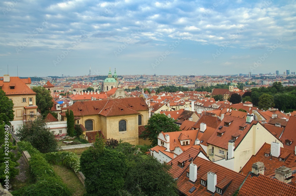 View from the Prague Castle on the Lesser Side with the dominant of St. Nicholas Church.
