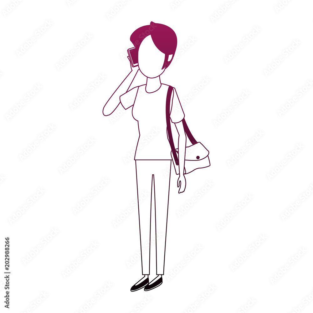 Young woman talking with smartphone vector illustration graphic design Young woman talking with smartphone vector illustration graphic design
