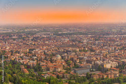 panorama of bergamo at sunset