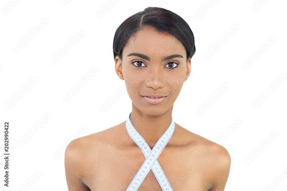 Cute natural model with measuring tape around her beck Cute natural model with measuring tape around her beck