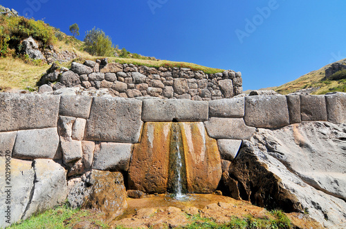 Ruin Spring in Tambomachay or Tampumachay, archaeological site associated with the inca empire, located near Cusco in Peru. photo