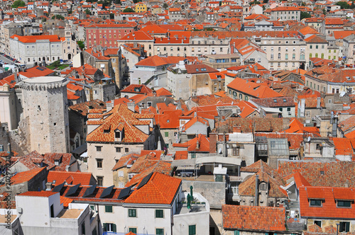 Croatia, Split, View of Split from Bell Tower of the cathedral of Saint Doimus.